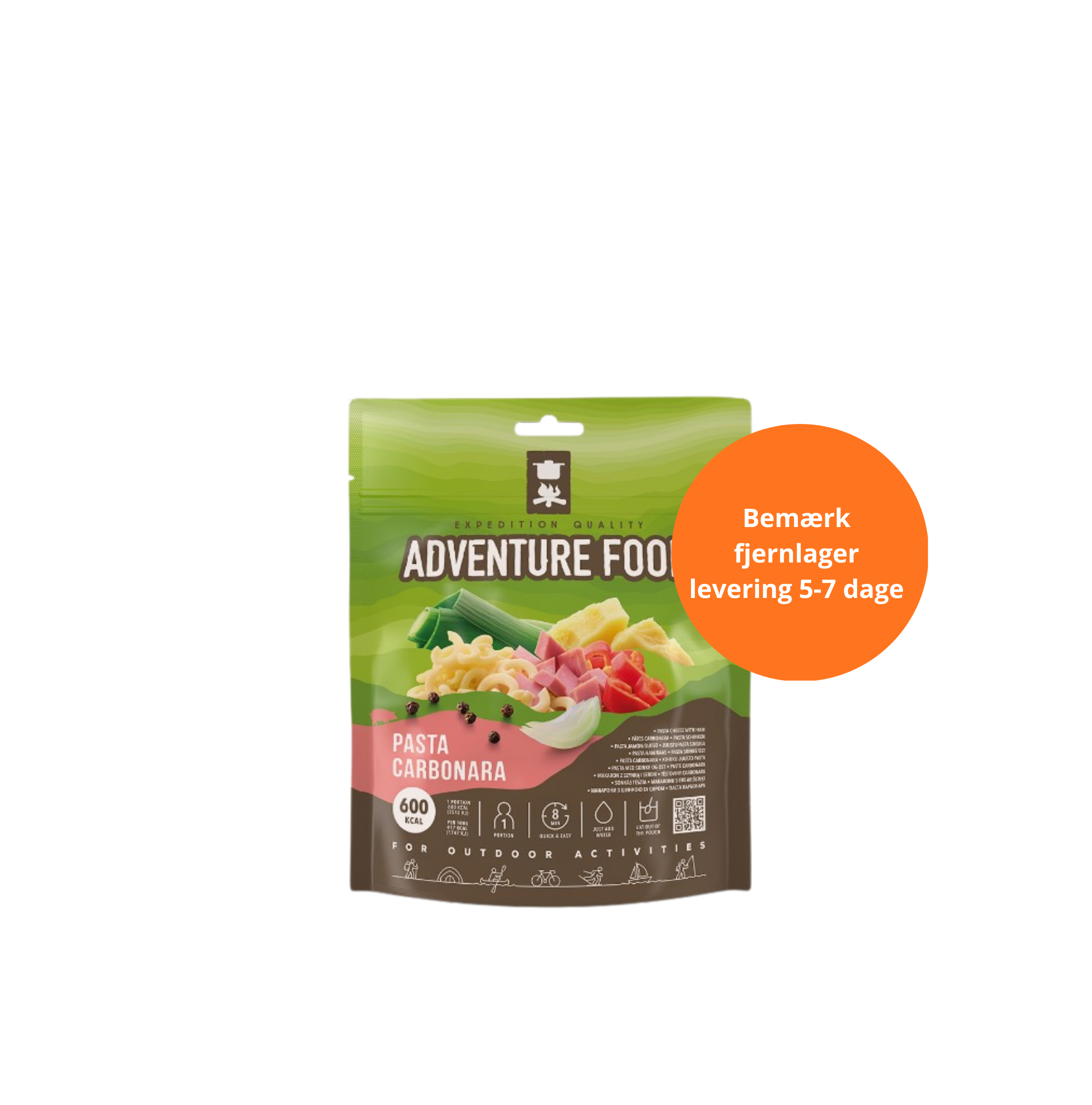 Adventure Food frysetørret turmad pasta Carbonara med skinke og ost 